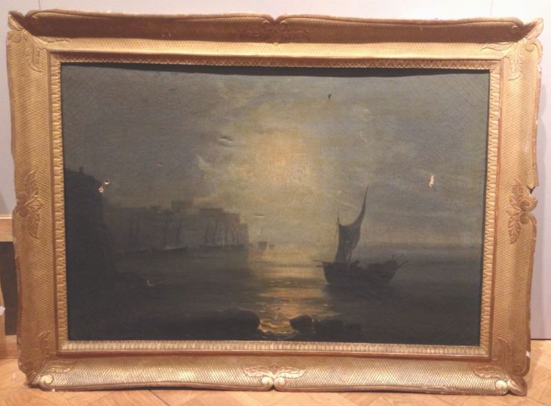 Anonimo del XIX secolo Notturno sul mare  - Auction Paintings Timed Auction - Cambi Casa d'Aste