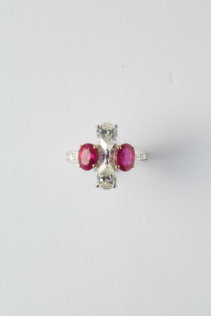 A diamond and ruby ring  - Auction Silver, Watches, Antique and Contemporary Jewelry - Cambi Casa d'Aste