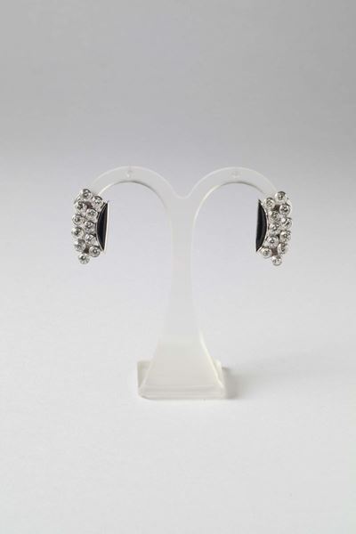 Orecchini con Diamanti e Smalto Nero