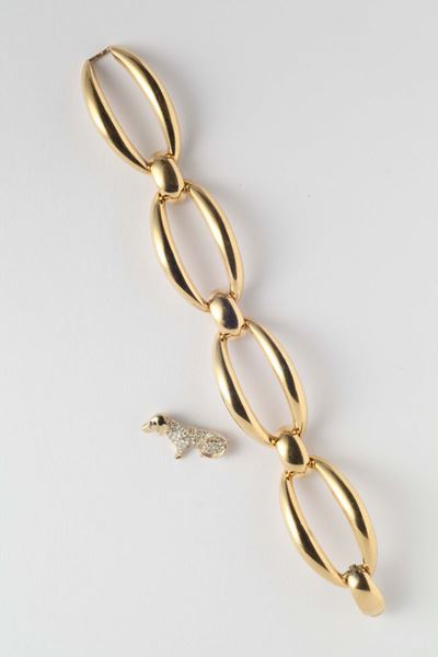 Lotto Composto da un Bracciale a Losanga ed una Spilla Bassotto con Diamanti