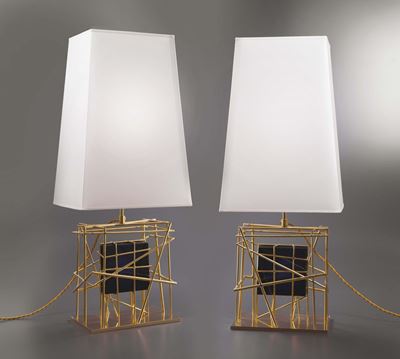Roberto Giulio Rida. Coppia di Lampade da Tavolo il Prigione. Prod. Rgrida, Italia, 2013