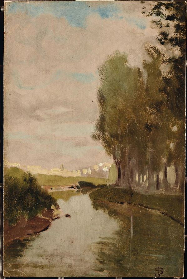 Telemaco Signorini (1835-1901) Scorcio di fiume