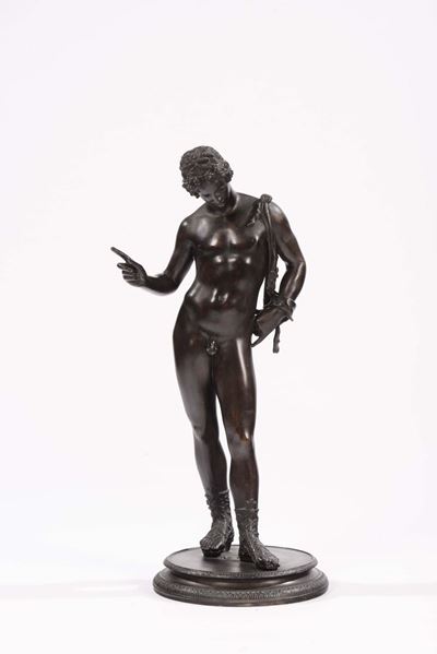 Scultura con Bronzo Brunito Raffigurante Divinità, XX Secolo
