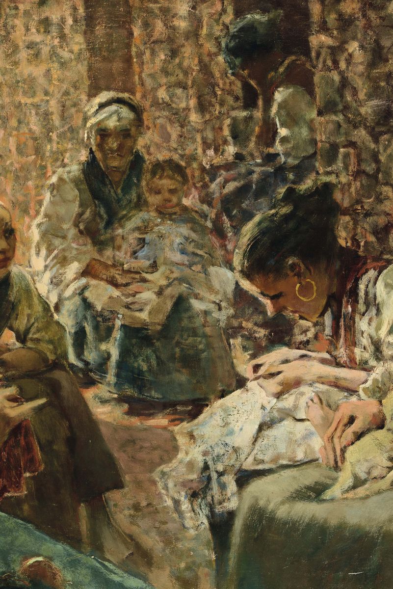 Telemaco Signorini (firenze 1835-1901)chiacchiericci a Riomaggiore