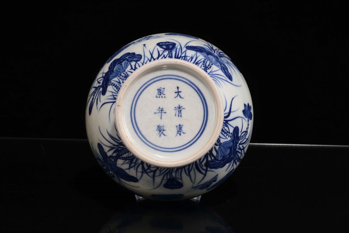 Vaso in Porcellana Bianca e Blu, Cina, Dinastia Qing, Fine XIX Secolo