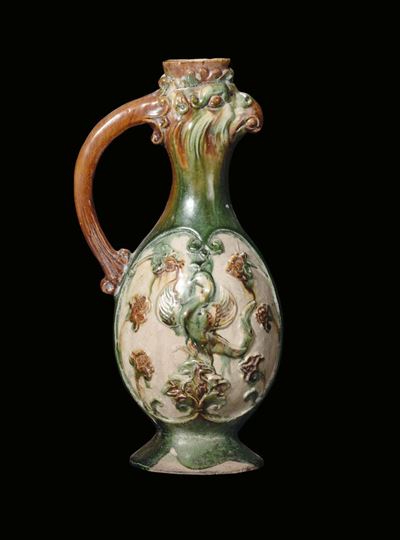 Versatoio in Terracotta Policroma Zoomorfo, Cina, Dinastia Qing, XIX Secolo