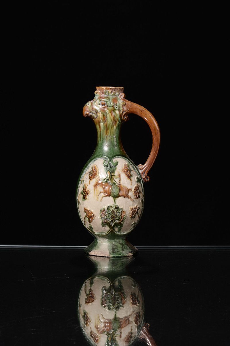 Versatoio in Terracotta Policroma Zoomorfo, Cina, Dinastia Qing, XIX Secolo