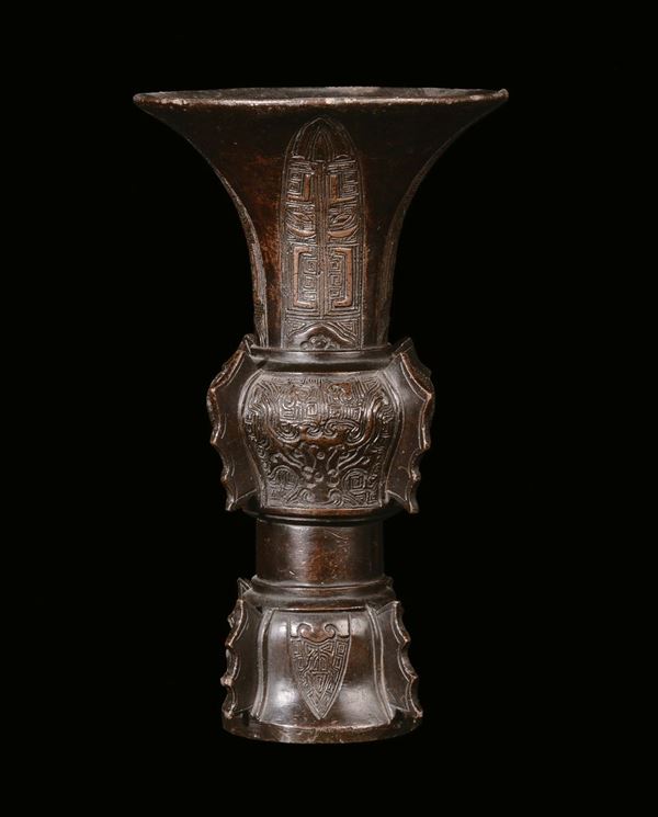 A bronze vase, archaic shape, China, Ming Dynasty, 17th century