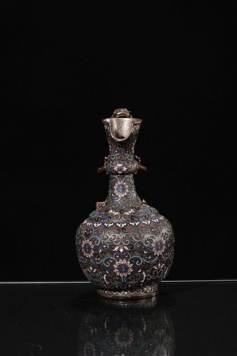 Versatoio Cloisonnè e Smalti Decorato con Presa a Guisa di Drago, Cina, Dinastia Qing, XIX Secolo