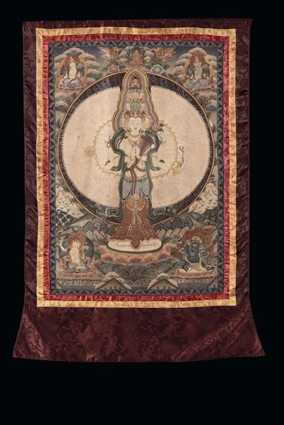 Tanka Decorato con Raffigurazione di Divinità, Tibet, XIX Secolo