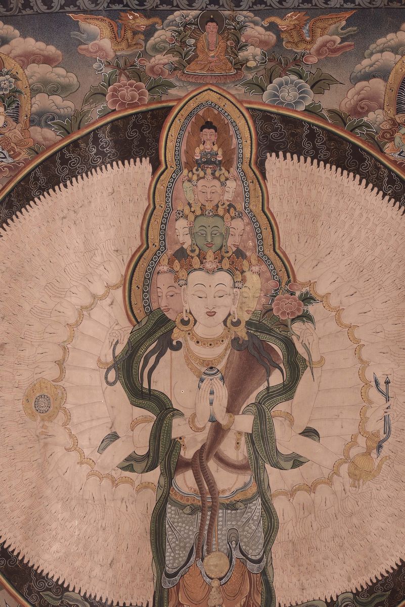 Tanka Decorato con Raffigurazione di Divinità, Tibet, XIX Secolo