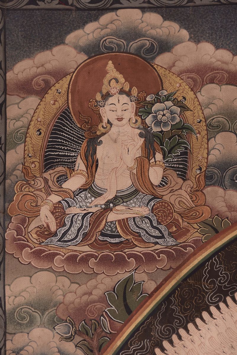 Tanka Decorato con Raffigurazione di Divinità, Tibet, XIX Secolo