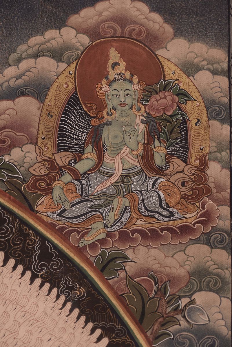 Tanka Decorato con Raffigurazione di Divinità, Tibet, XIX Secolo