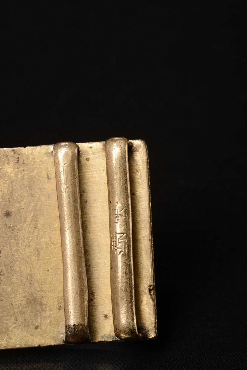Fibbia in Bronzo Dorato, Cina, Dinastia Qing, Periodo Qianlong (1736-1795)