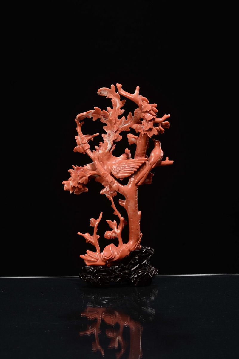 Gruppo in Corallo Rosso, Cina, Dinastia Qing, Fine XIX Secolo