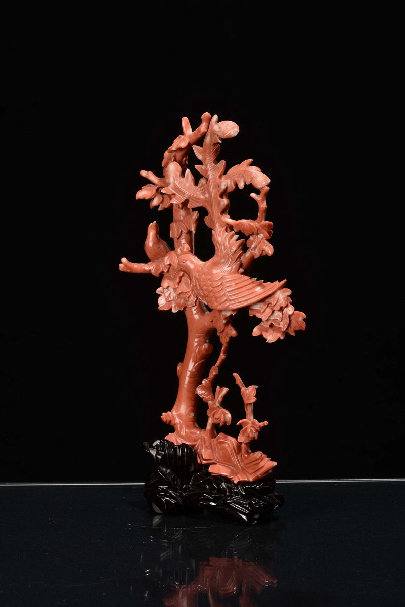Gruppo in Corallo Rosso, Cina, Dinastia Qing, Fine XIX Secolo