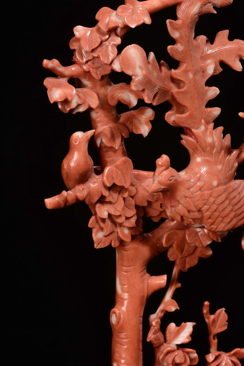 Gruppo in Corallo Rosso, Cina, Dinastia Qing, Fine XIX Secolo