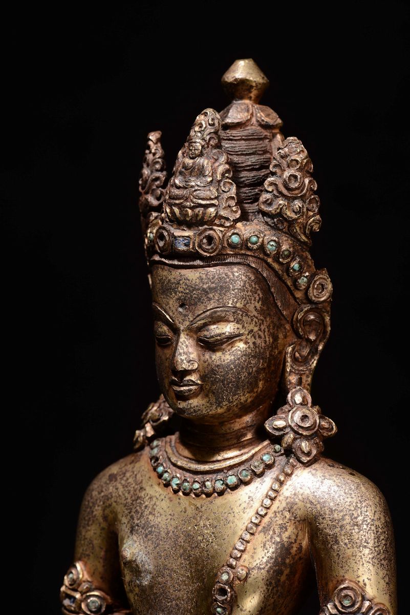 Scultura in Bronzo Raffigurante Padmapani, Cina, Probabilmente Dinastia Ming, XVI Secolo