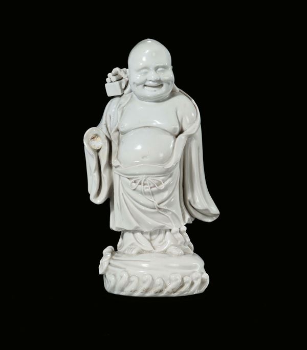 Figura di Budai blanc de chine Dehua, Cina, Dinastia Qing, XVIII secolo