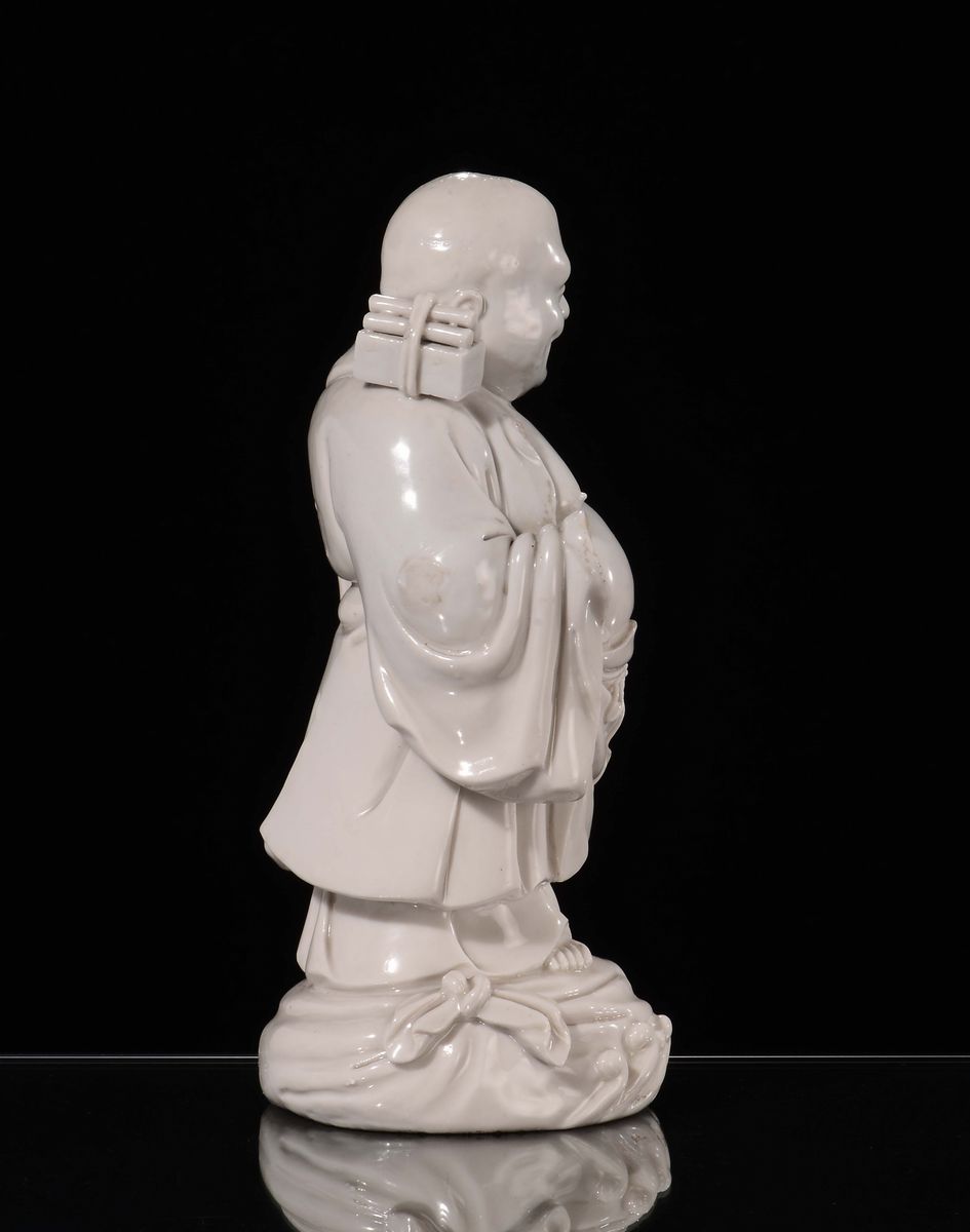 Figura di Budai Blanc De Chine Dehua, Cina, Dinastia Qing, XVIII Secolo