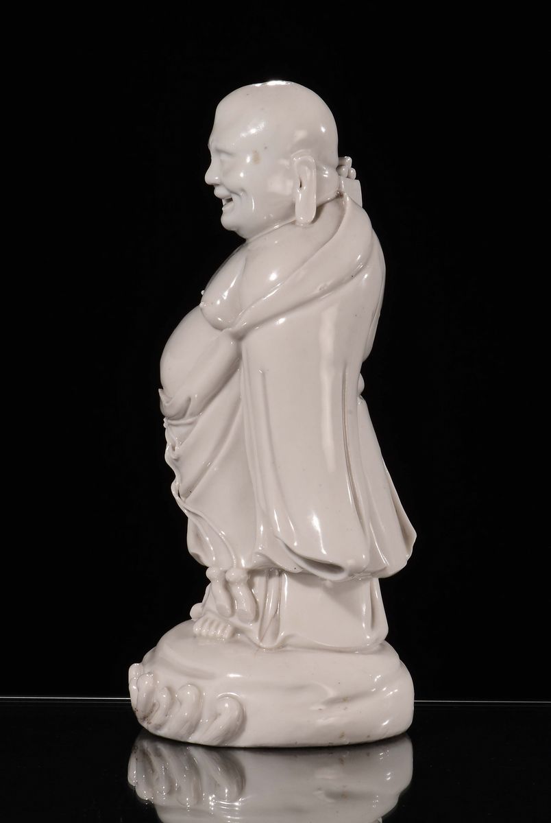 Figura di Budai Blanc De Chine Dehua, Cina, Dinastia Qing, XVIII Secolo