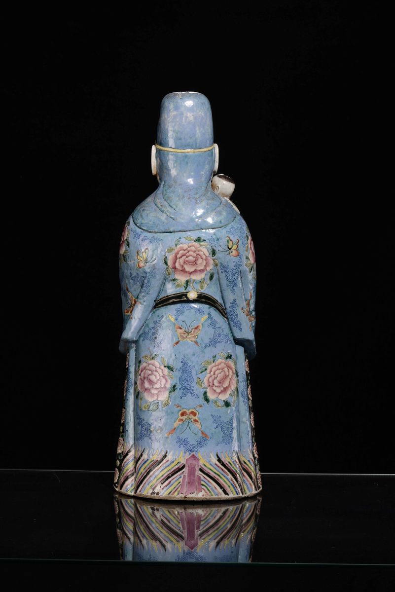 Figura in Porcellana Policroma, Cina, Dinastia Qing, Fine XVIII Secolo