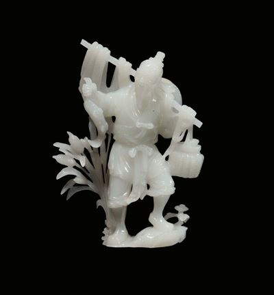 Figura di Viandante in Giada Bianca, Cina, Repubblica, XX Secolo