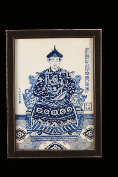 Coppia di Piastrelle in Porcellana Bianca e Blu, Cina, Repubblica, XX Secolo