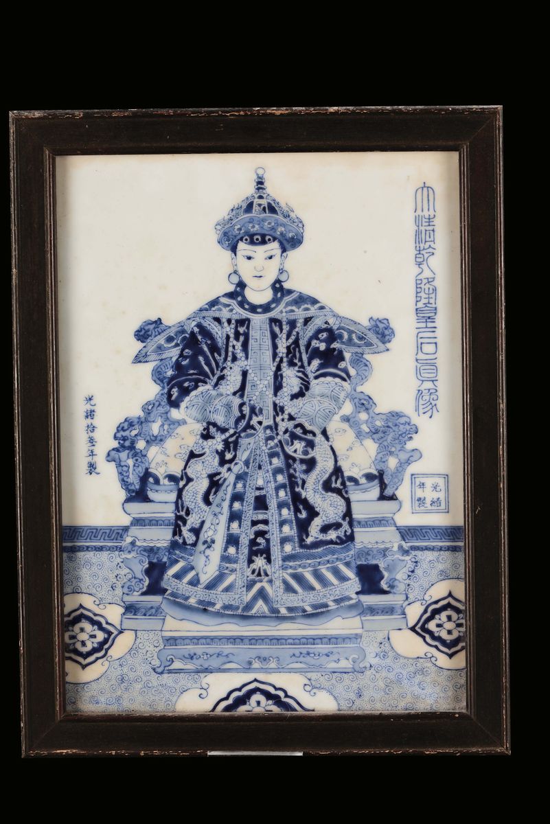 Coppia di Piastrelle in Porcellana Bianca e Blu, Cina, Repubblica, XX Secolo