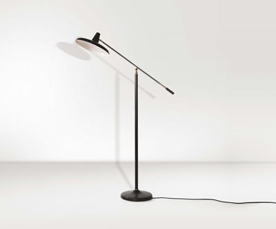 Stilux. Lampada da Terra Orientabile in Metallo Verniciato e Ottone. Prod. Stilux, Italia, 1950 C...