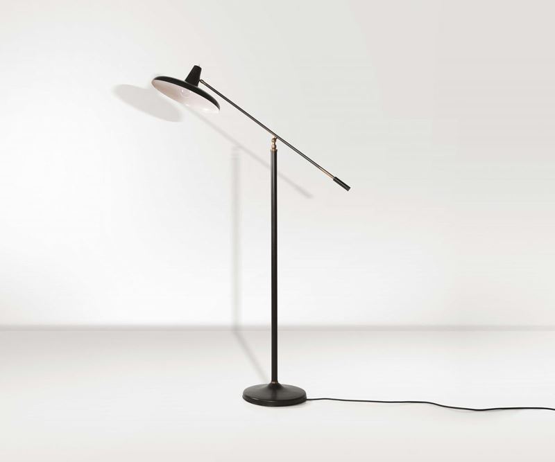 Stilux. Lampada da terra orientabile in metallo verniciato e ottone. Prod. Stilux, Italia, 1950 ca.  - Auction Design - Cambi Casa d'Aste