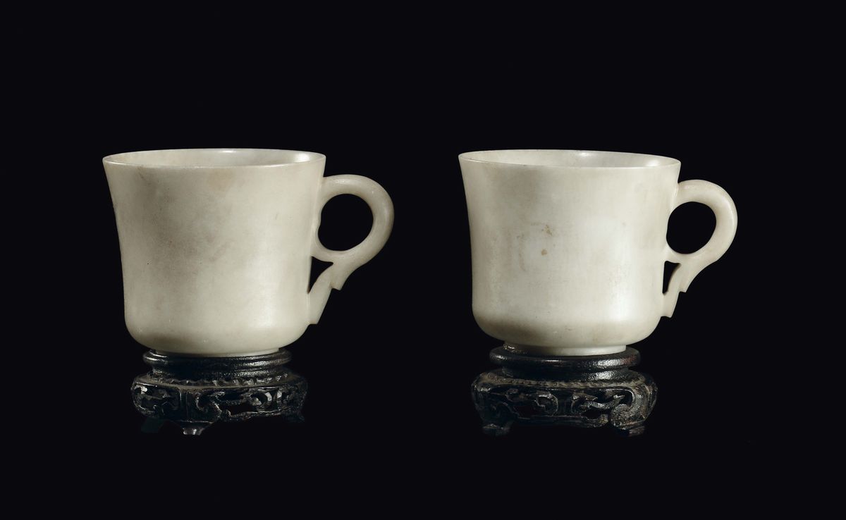 Due Tazzine in Giada, Cina, Dinastia Qing, Periodo Qianlong (1736-1795)