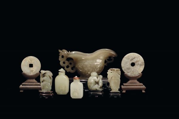 An archaic-shape jade jug, China, Qing Dynasty, 19th century