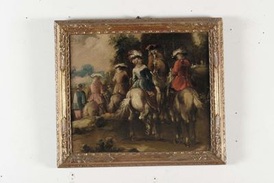 Scuola Veneta DL XVIII Secoloscene con Cavalieri e Dame