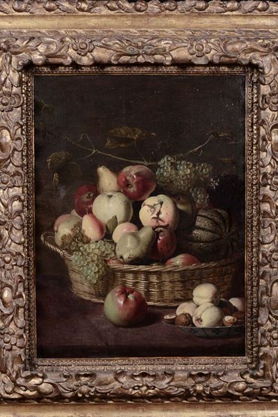 Adriaen Van Utrecht (anversa 1599-1652), Attribuito Anatura Morta con Frutta Entro un Cesto