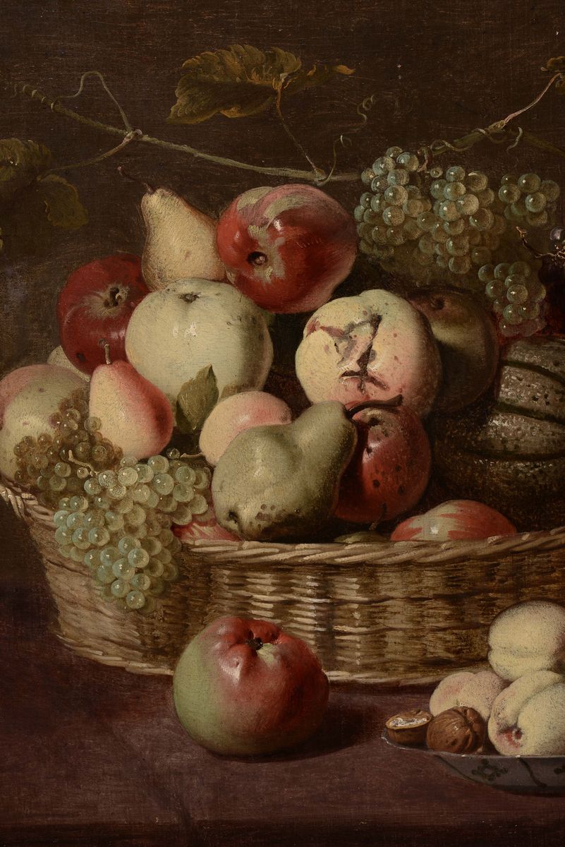 Adriaen Van Utrecht (anversa 1599-1652), Attribuito Anatura Morta con Frutta Entro un Cesto
