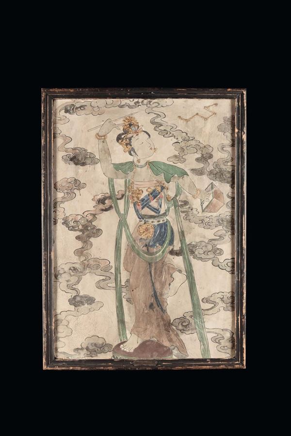 Two distemper paintings with female subjects, China, Qing Dynasty, 19th century