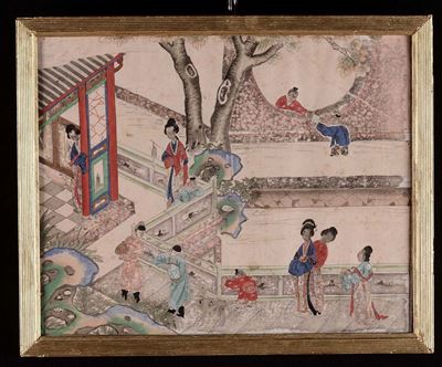 Cinque Dipinti Ad Acquarello Raffiguranti Scene di Genere, Cina