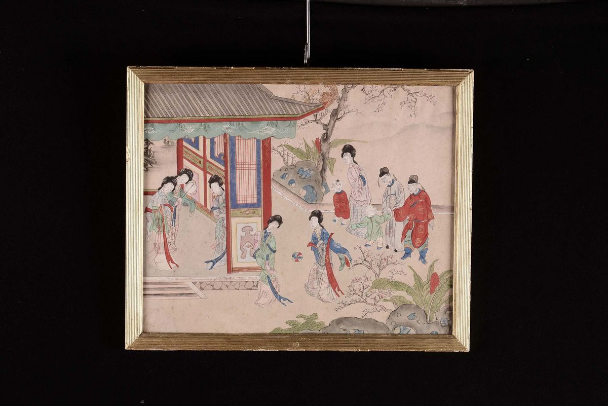 Cinque Dipinti Ad Acquarello Raffiguranti Scene di Genere, Cina