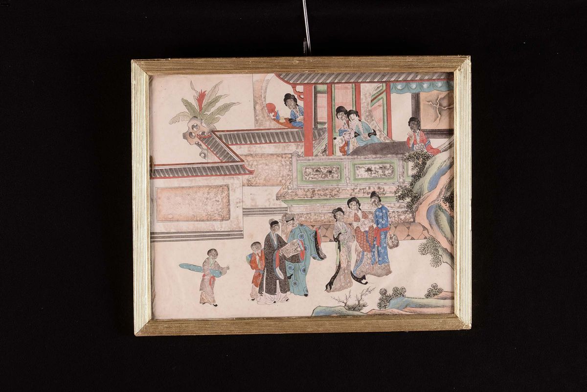 Cinque Dipinti Ad Acquarello Raffiguranti Scene di Genere, Cina