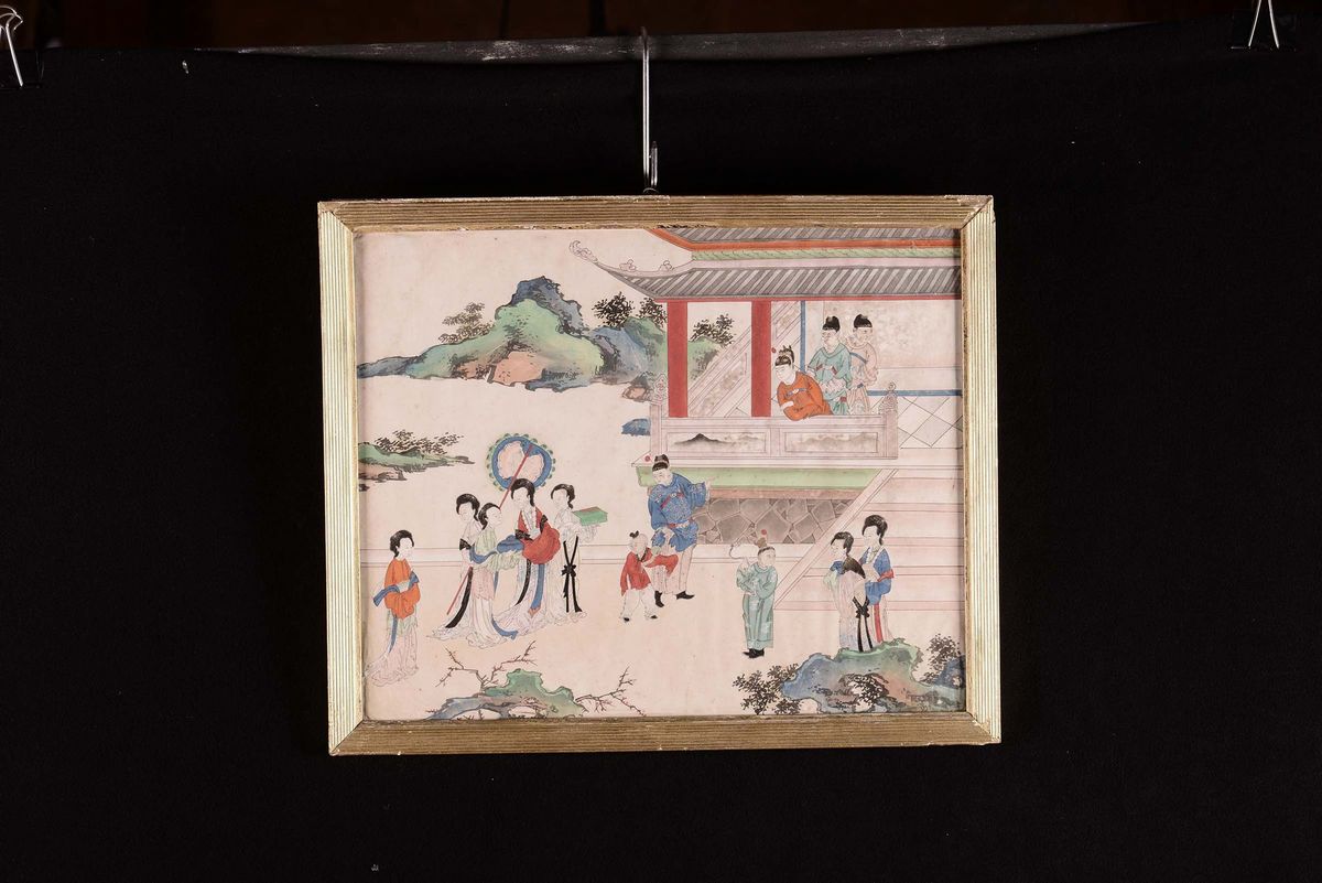 Cinque Dipinti Ad Acquarello Raffiguranti Scene di Genere, Cina
