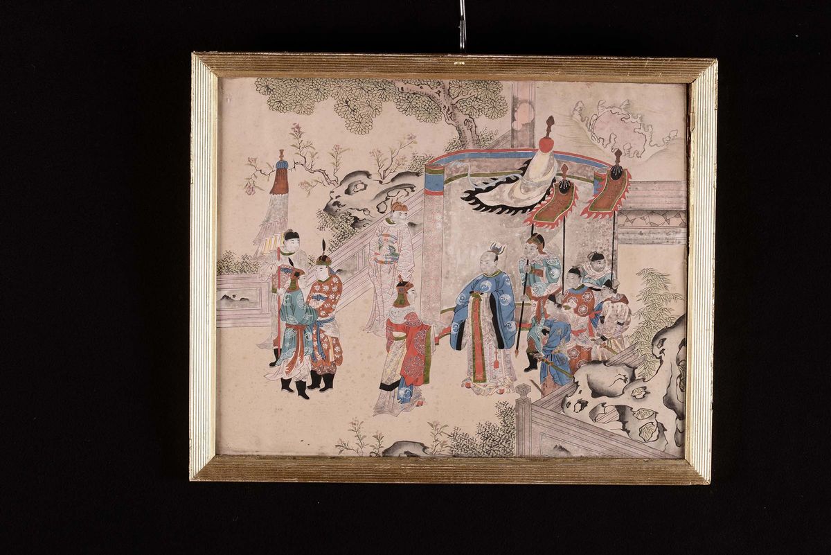 Cinque Dipinti Ad Acquarello Raffiguranti Scene di Genere, Cina