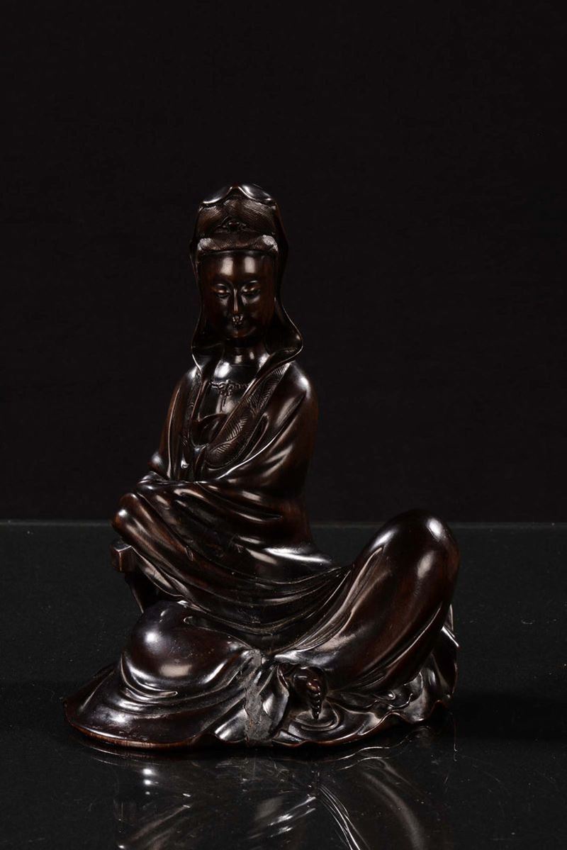 Guanyin in legno, Cina XIX secolo  - Auction Chinese Works of Art - Cambi Casa d'Aste