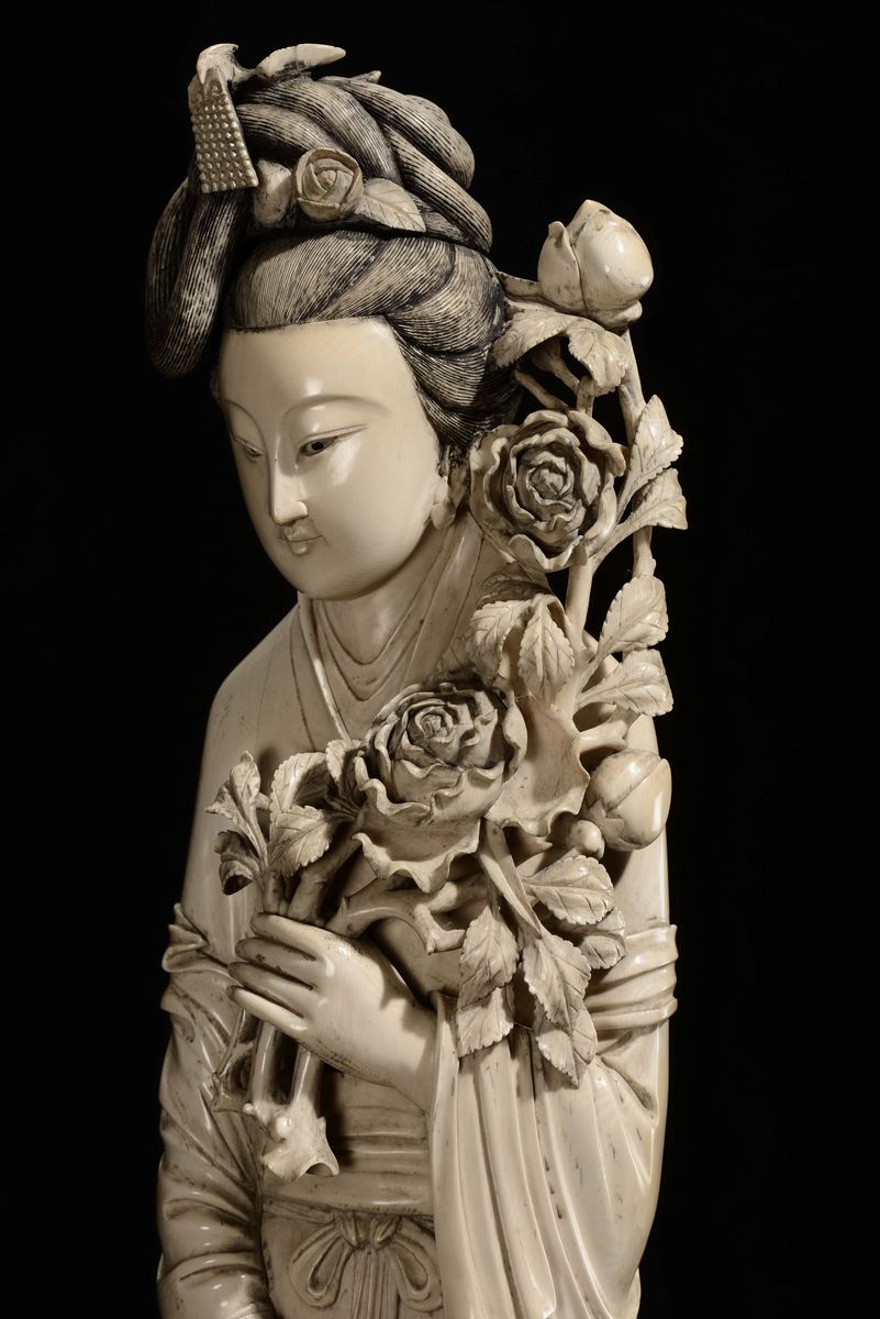 Guanyin in Avorio Scolpita, Cina, Dinastia Qing, XIX Secolo