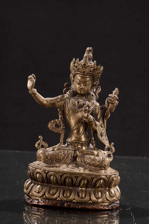 Divinità in bronzo dorato, Tibet, XIX secolo