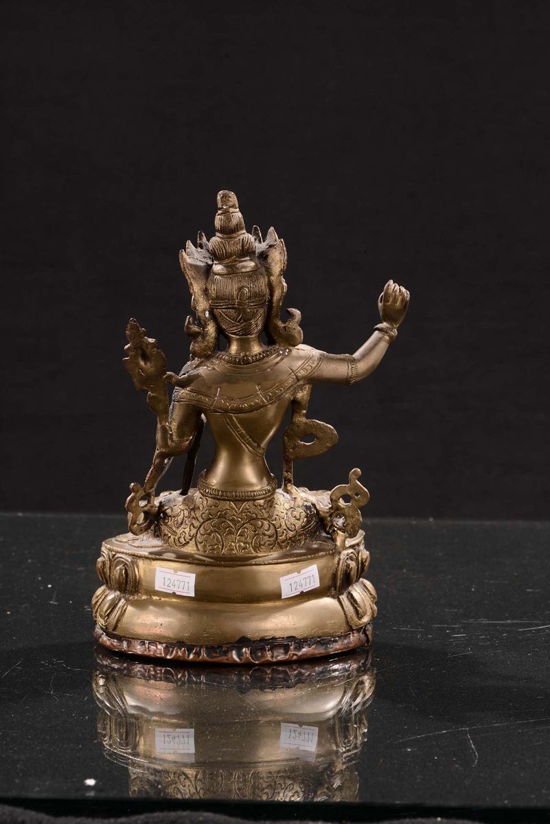 Divinità in Bronzo Dorato, Tibet, XIX Secolo