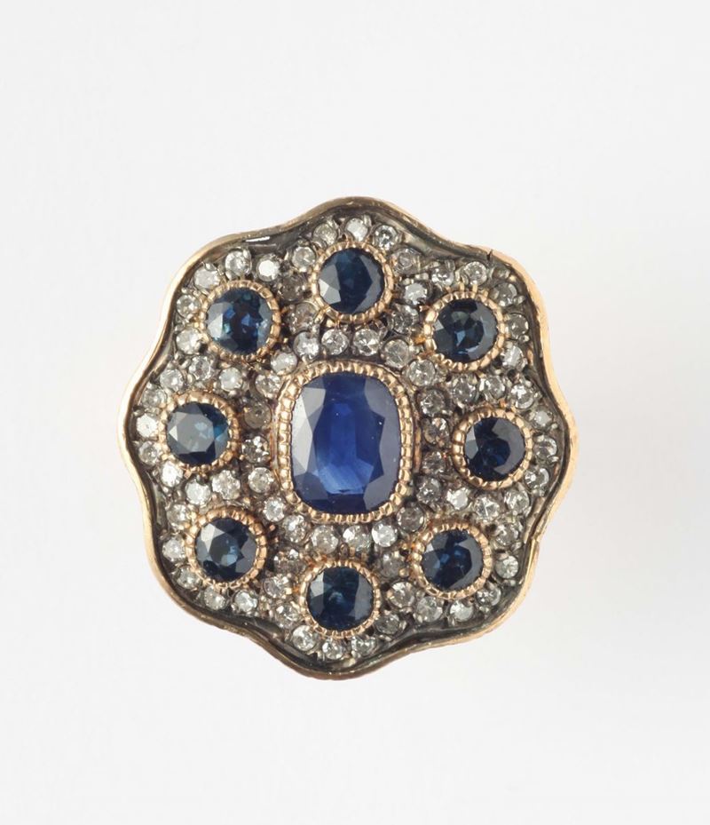 Anello con zaffiri australiani e piccoli diamanti  - Auction Ancient and Contemporary Jewelry and Watches - Cambi Casa d'Aste