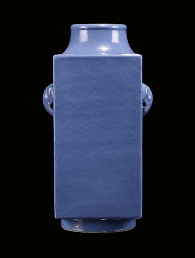 Vaso Kong in Porcellana Monocroma Blu, Marca Apocrifa Quianlong, Cina, Dinastia Qing, XIX Secolo