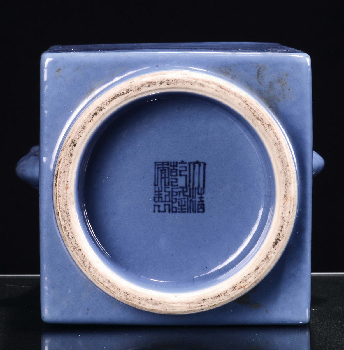 Vaso Kong in Porcellana Monocroma Blu, Marca Apocrifa Quianlong, Cina, Dinastia Qing, XIX Secolo