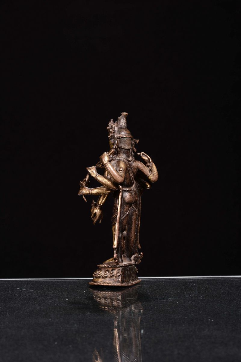 Divinità Otto Braccia Bronzo Dorato, Dinastia Ming, Fine Secolo XVII